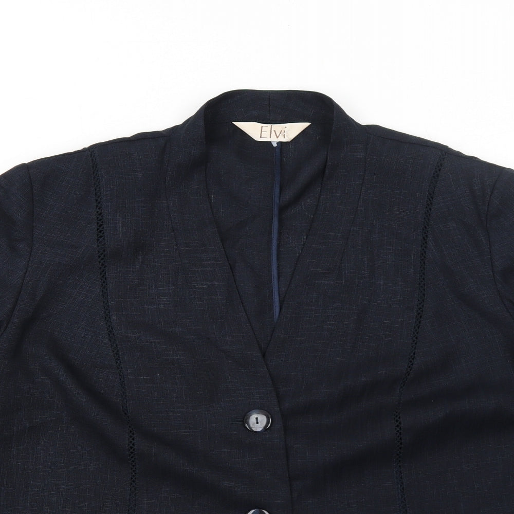 ELVI Womens Blue Jacket Blazer Size 16 Button