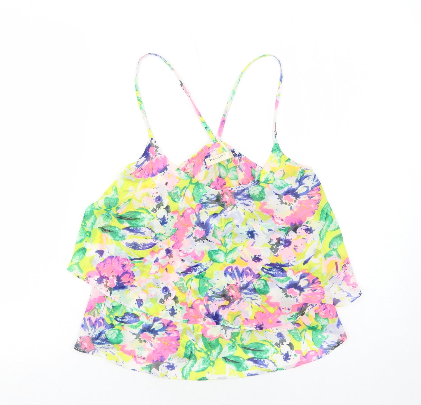 Vera&Lucy Womens Multicoloured Fair Isle Polyester Camisole Tank Size S Round Neck