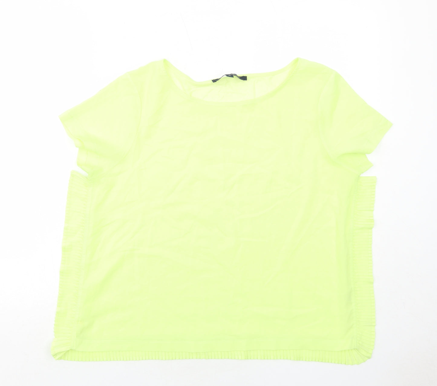 French Connection Womens Yellow Polyester Basic Blouse Size XL Round Neck