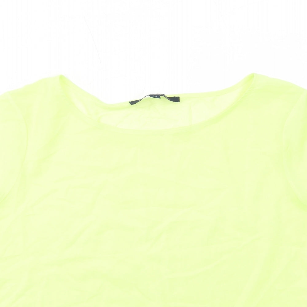 French Connection Womens Yellow Polyester Basic Blouse Size XL Round Neck