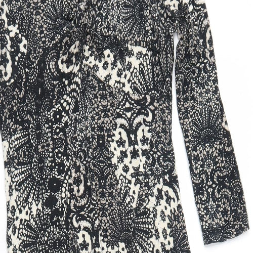 Debenhams Womens Black Geometric Viscose Trapeze & Swing Size 8 Round Neck Pullover