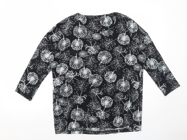 Marks and Spencer Womens Black Geometric Polyester Basic Blouse Size 12 Round Neck - Dandelions Print