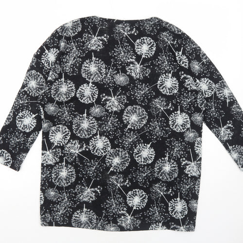 Marks and Spencer Womens Black Geometric Polyester Basic Blouse Size 12 Round Neck - Dandelions Print