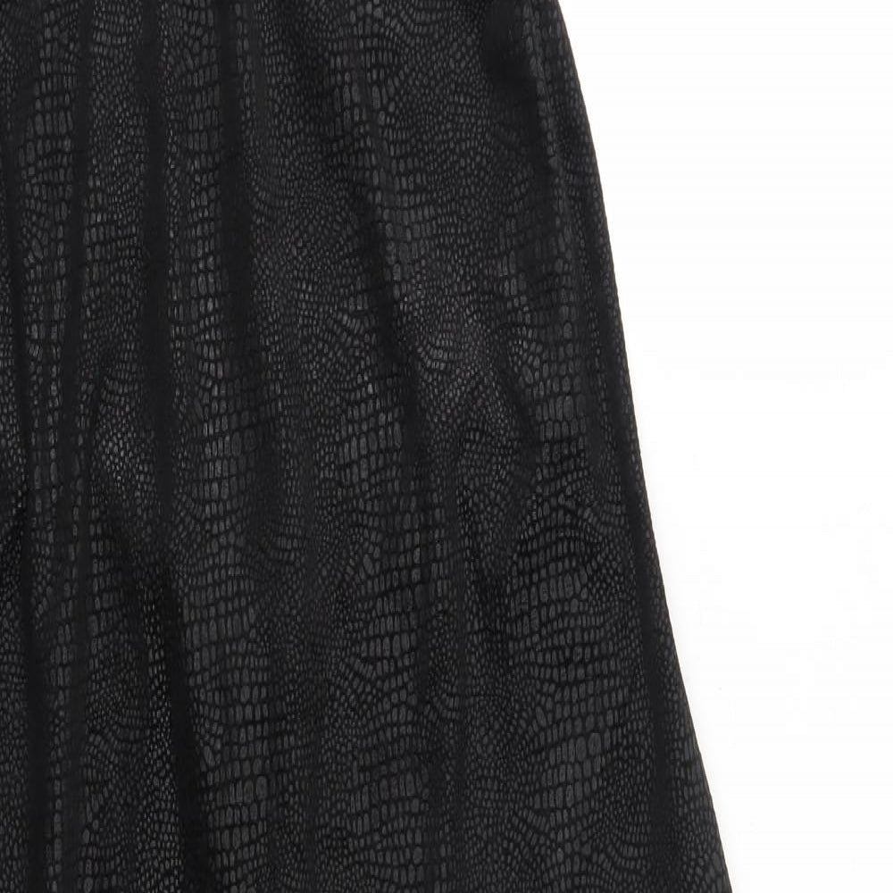 Debenhams Womens Black Animal Print Polyester Slip Dress Size 16 Round Neck Pullover - Croc Texture