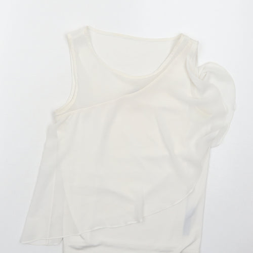 Oasis Womens White Polyester Basic Tank Size 8 Round Neck