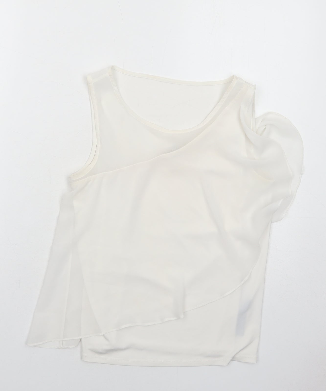 Oasis Womens White Polyester Basic Tank Size 8 Round Neck