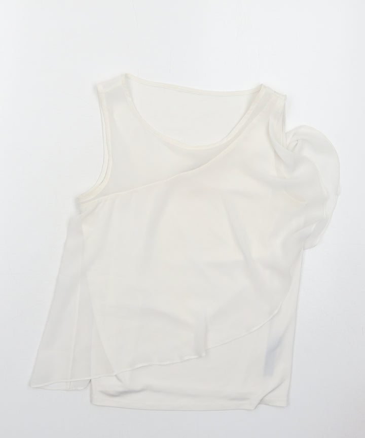 Oasis Womens White Polyester Basic Tank Size 8 Round Neck