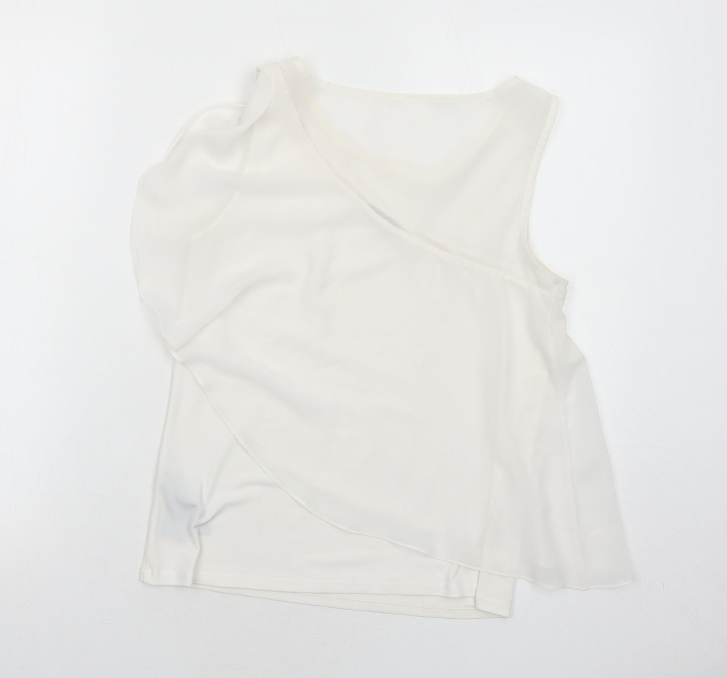 Oasis Womens White Polyester Basic Tank Size 8 Round Neck