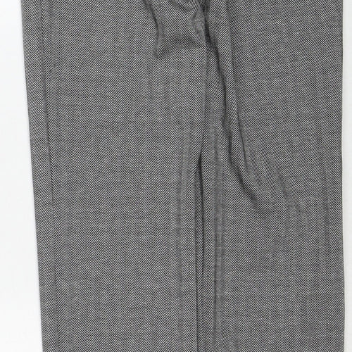 Marks and Spencer Womens Grey Geometric Polyester Trousers Size 8 Regular