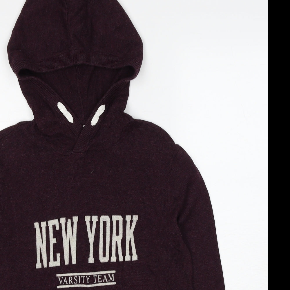 H&M Boys Red Cotton Pullover Hoodie Size 14-15 Years Pullover - New York