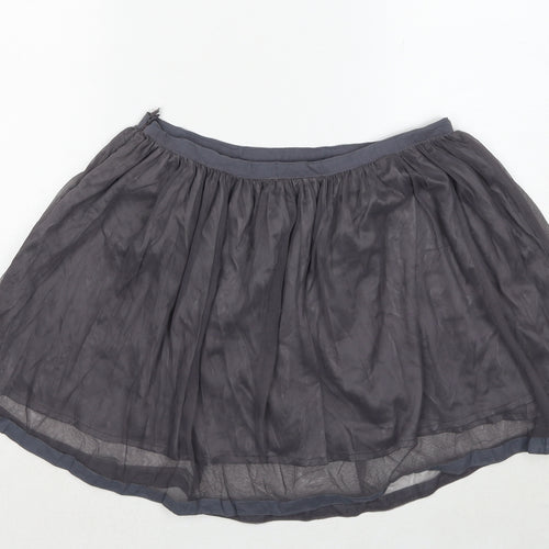 18 And East Womens Grey Floral Polyester Skater Skirt Size 10 Zip