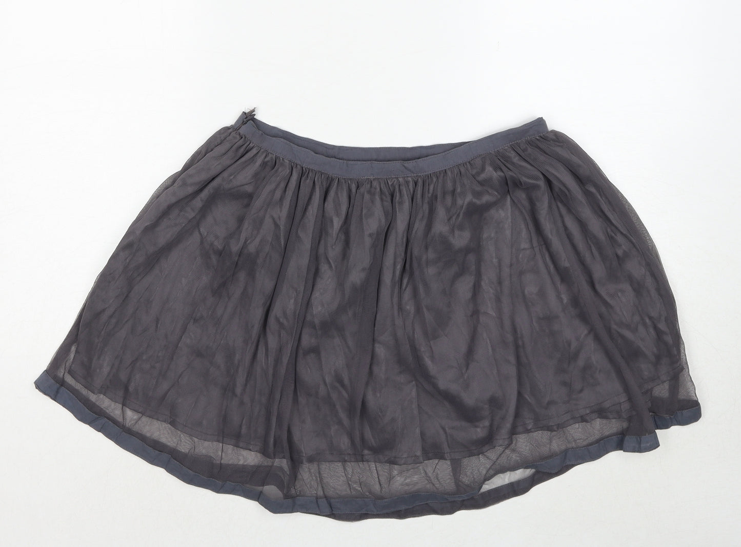 18 And East Womens Grey Floral Polyester Skater Skirt Size 10 Zip