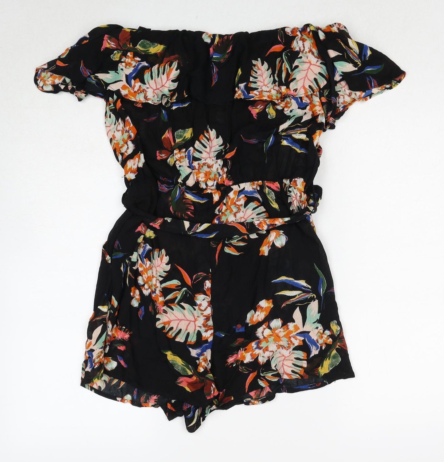 The Rockn Rev Womens Multicoloured Geometric Viscose Playsuit One-Piece Size S Button