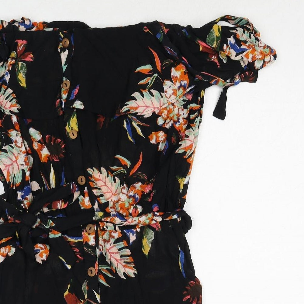 The Rockn Rev Womens Multicoloured Geometric Viscose Playsuit One-Piece Size S Button