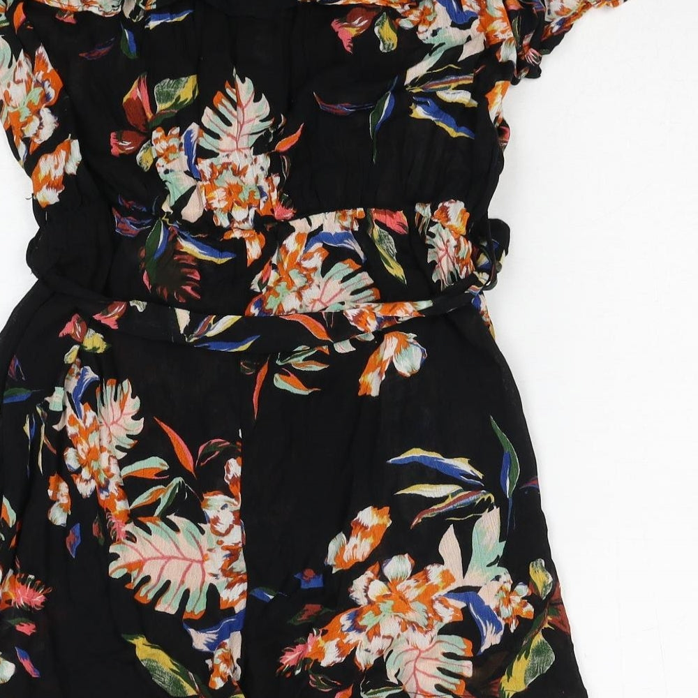 The Rockn Rev Womens Multicoloured Geometric Viscose Playsuit One-Piece Size S Button