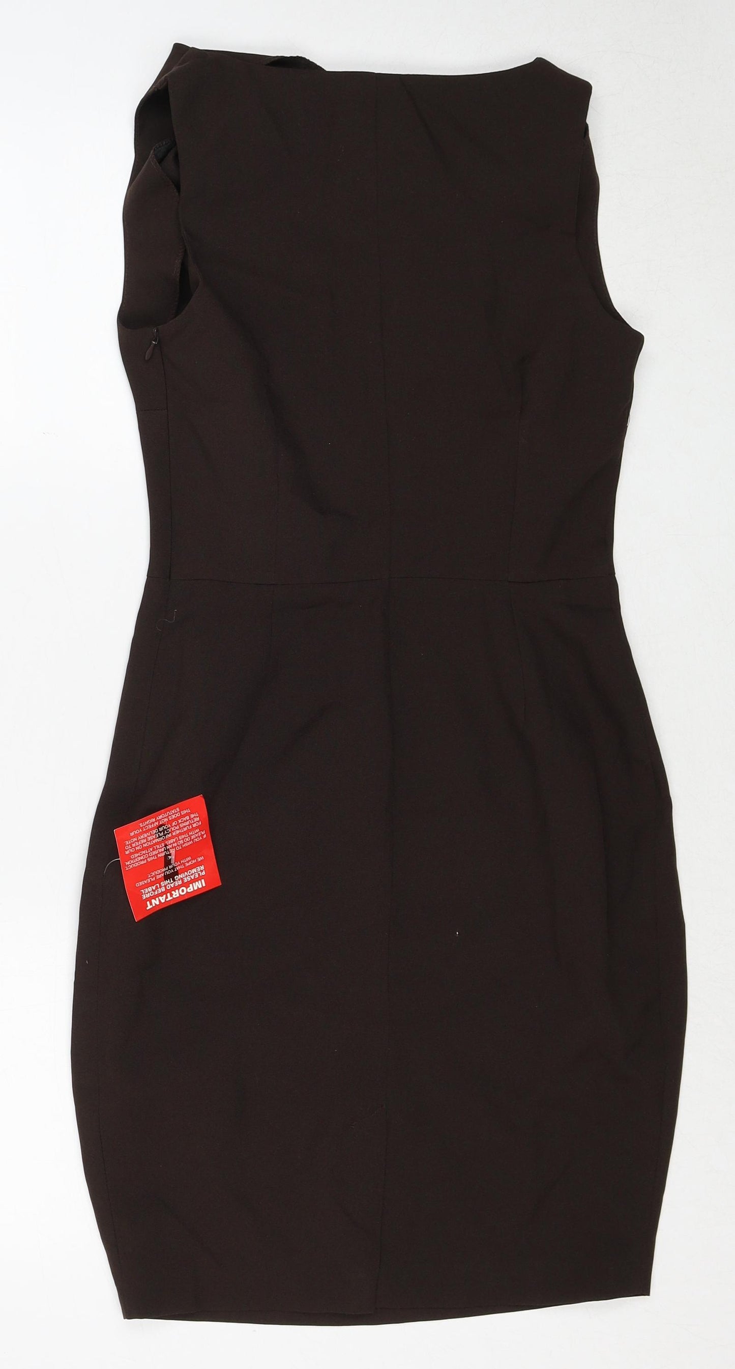 ASOS Womens Brown Polyester Shift Size 8 Cowl Neck Zip