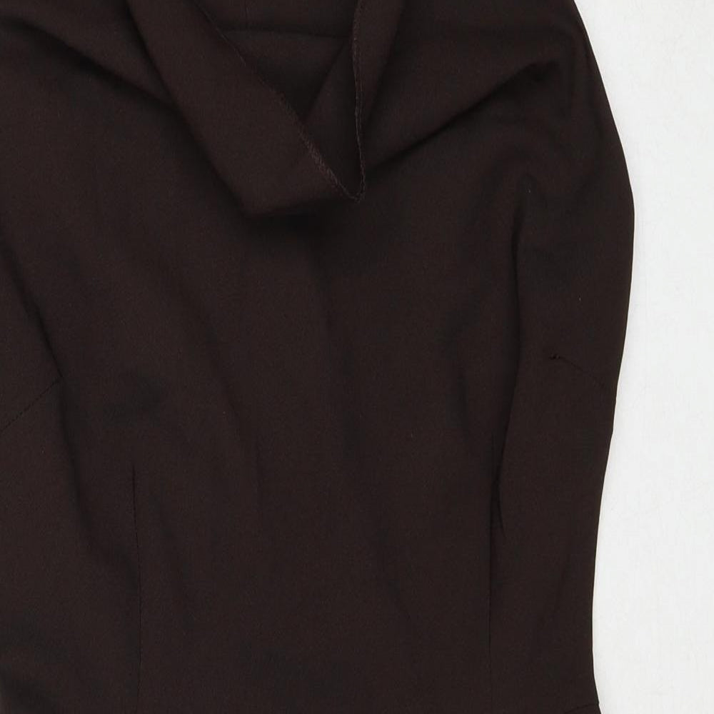 ASOS Womens Brown Polyester Shift Size 8 Cowl Neck Zip
