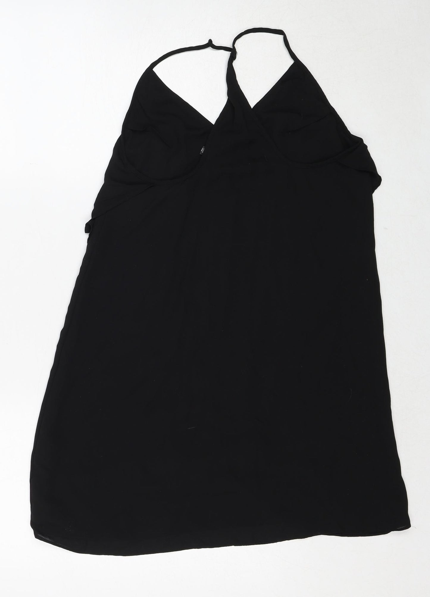 Glassons Womens Black Polyester Tank Dress Size 6 V-Neck Pullover