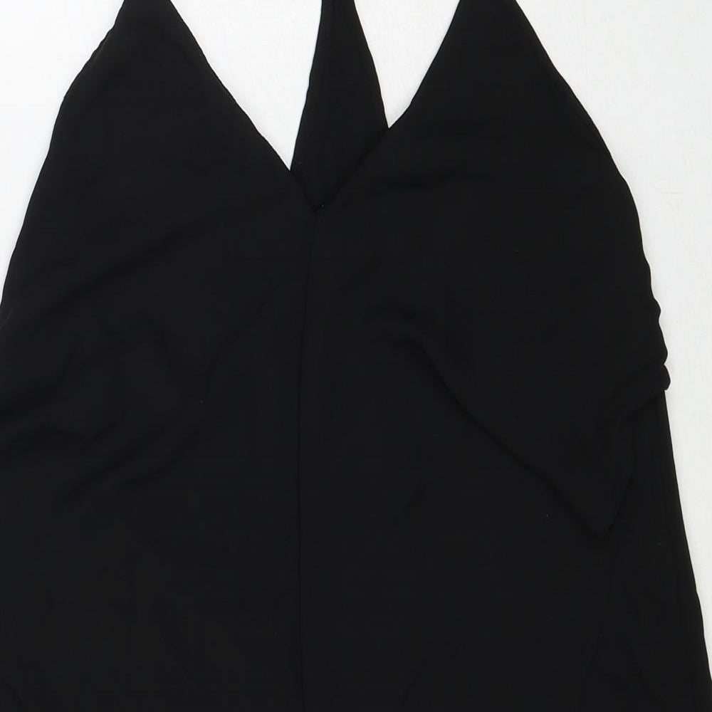 Glassons Womens Black Polyester Tank Dress Size 6 V-Neck Pullover