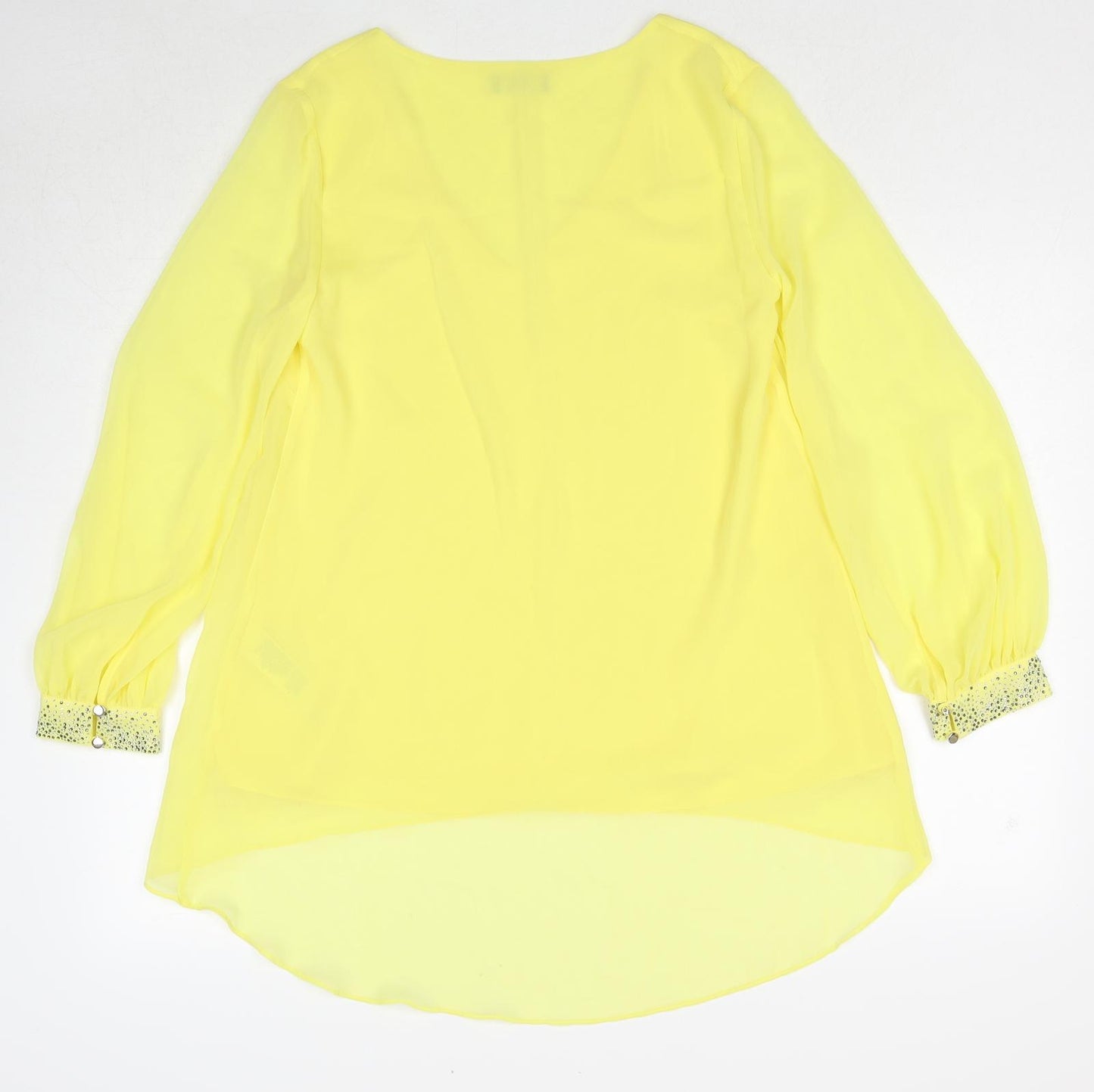 Wallis Womens Yellow Polyester Basic Blouse Size 8 V-Neck