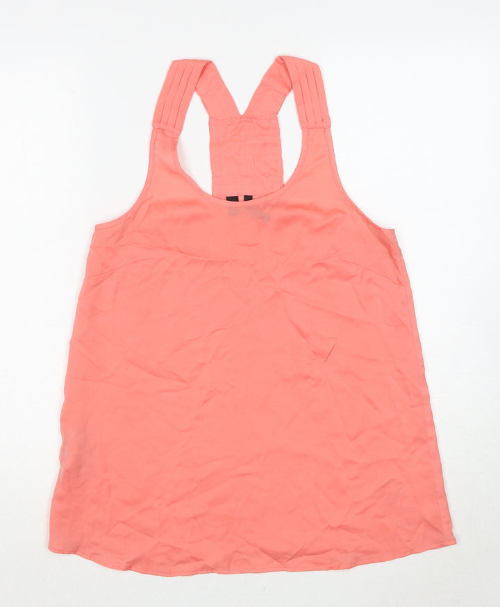 Mango Womens Pink Polyester Basic Tank Size S Round Neck