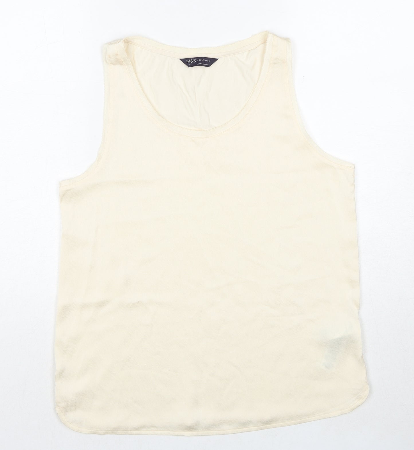 Marks and Spencer Womens Beige Polyester Camisole Tank Size 10 Round Neck