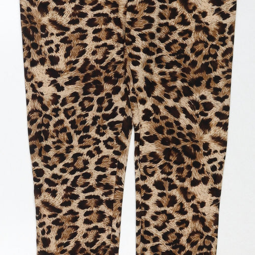 PARISIAN SIGNATURE Womens Brown Animal Print Polyester Capri Leggings Size S - Leopard Print