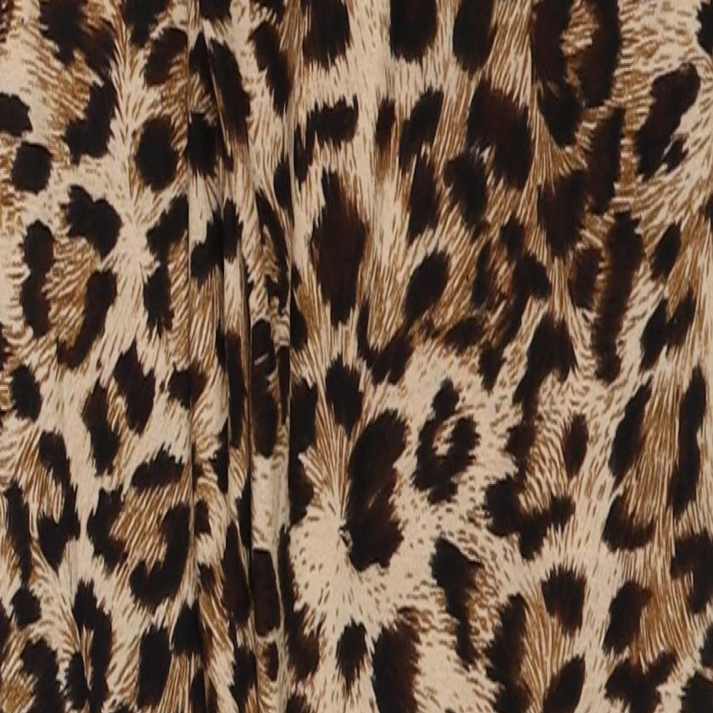 PARISIAN SIGNATURE Womens Brown Animal Print Polyester Capri Leggings Size S - Leopard Print