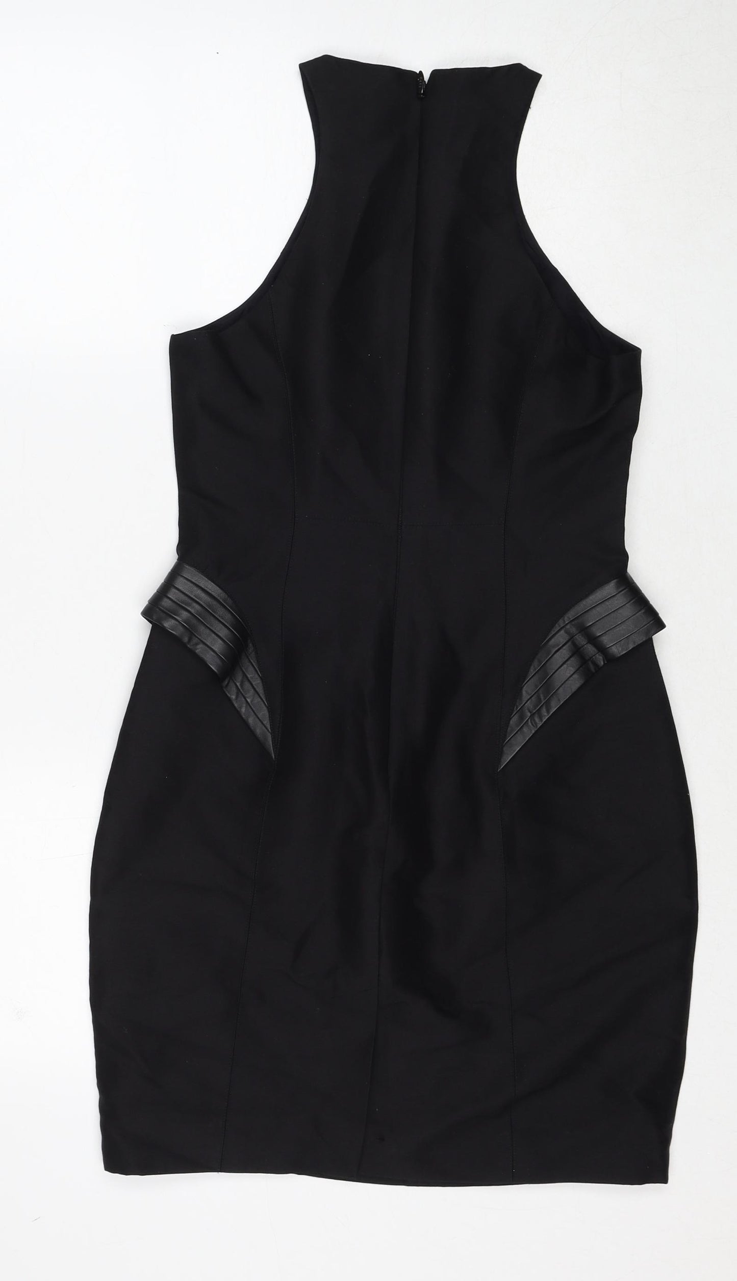 Halston Heritage Womens Black Cotton Bodycon Size 4 Round Neck Zip