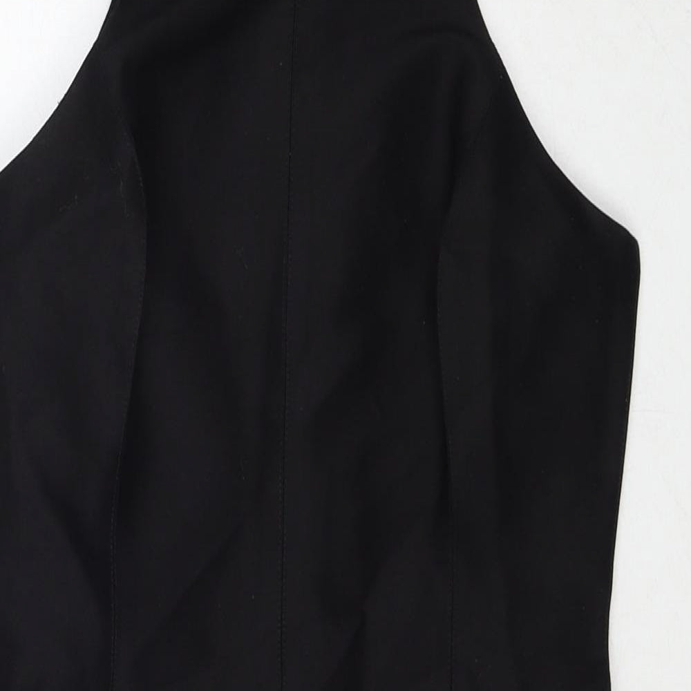 Halston Heritage Womens Black Cotton Bodycon Size 4 Round Neck Zip