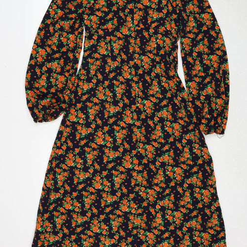 Missguided Womens Multicoloured Floral Polyester Trapeze & Swing Size 8 Square Neck Zip