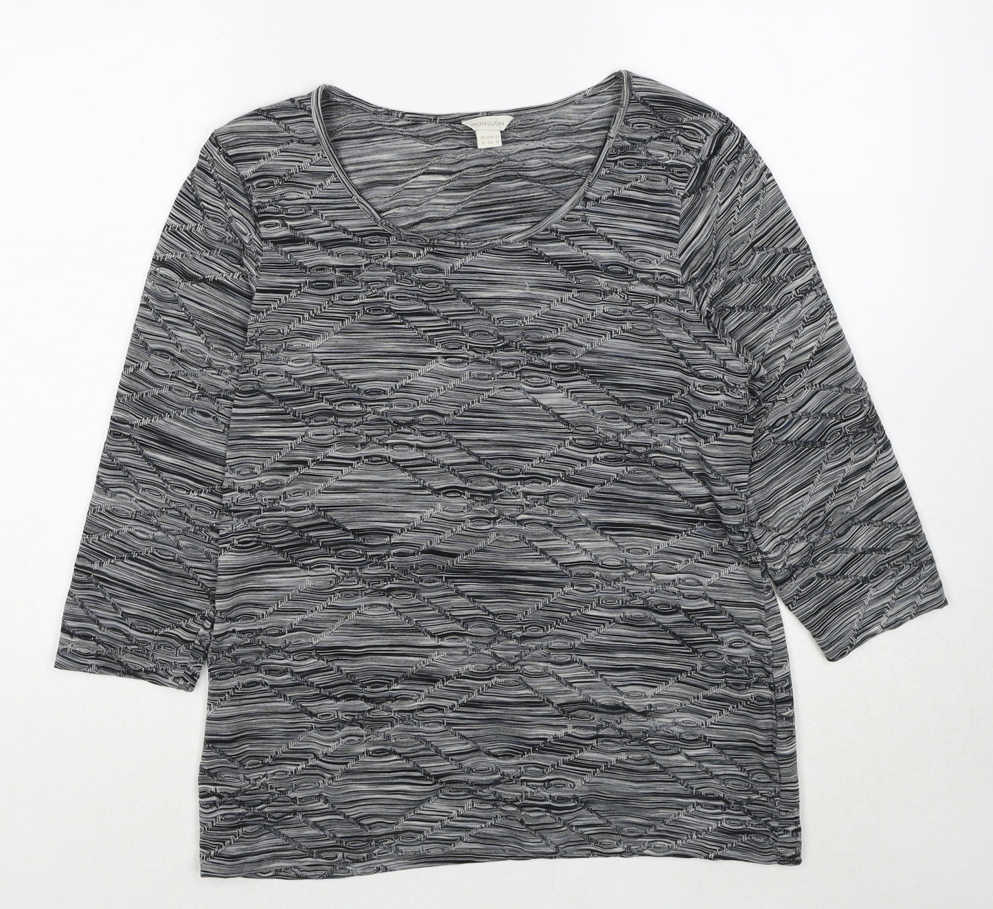 Monsoon Womens Grey Scoop Neck Polyester Pullover Jumper Size 16