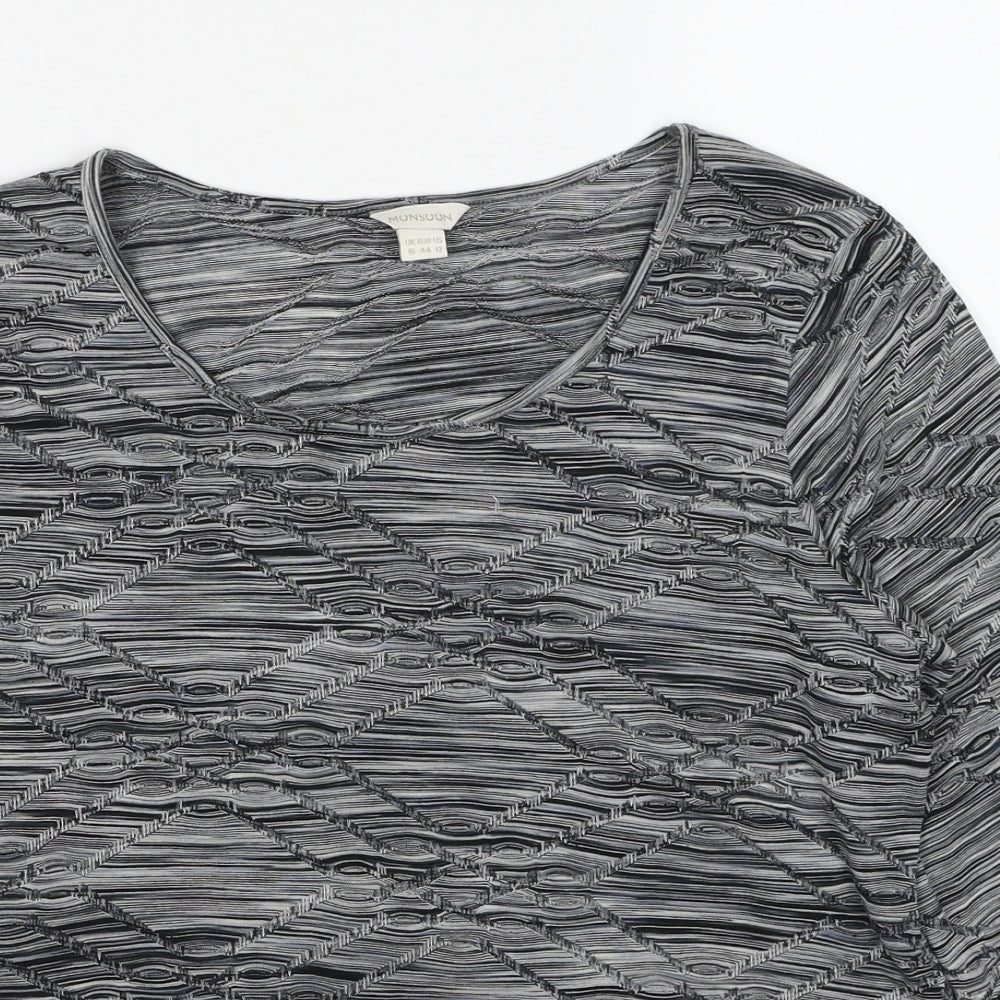 Monsoon Womens Grey Scoop Neck Polyester Pullover Jumper Size 16
