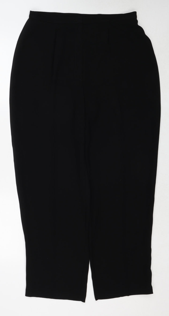 Marks and Spencer Womens Black Polyester Trousers Size 16 Regular Zip