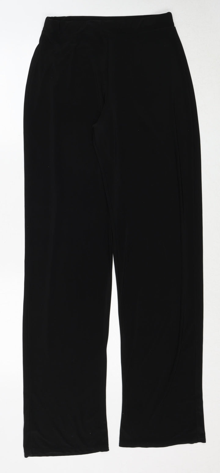 PRETTYLITTLETHING Womens Black Polyester Trousers Size 10 Regular