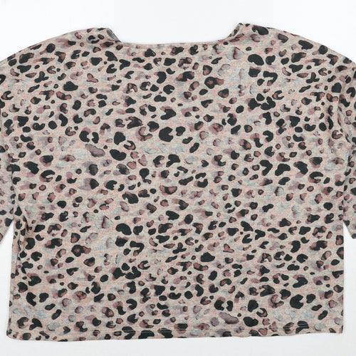 Principles Womens Beige Round Neck Animal Print Polyester Pullover Jumper Size 18 - Leopard Pattern