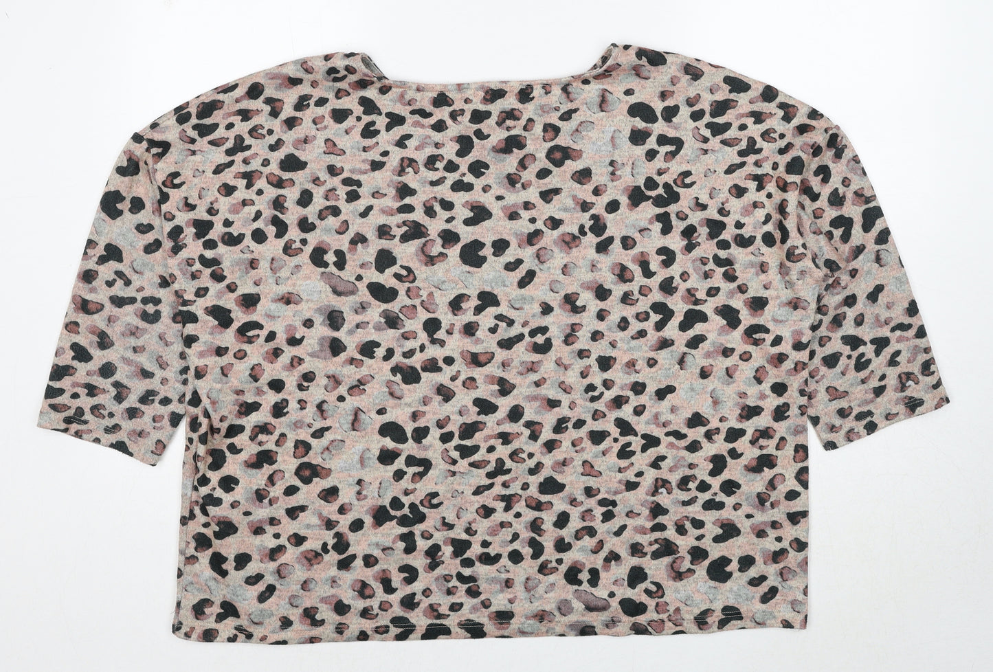 Principles Womens Beige Round Neck Animal Print Polyester Pullover Jumper Size 18 - Leopard Pattern