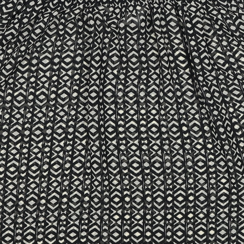 NEXT Womens Black Geometric Polyester Basic Blouse Size 10 Off the Shoulder