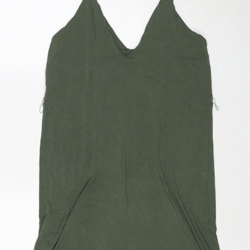 ASOS Womens Green Viscose Slip Dress Size 12 V-Neck Pullover