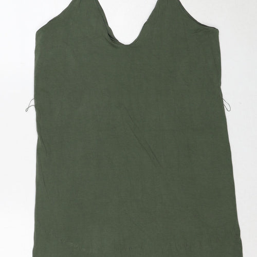 ASOS Womens Green Viscose Slip Dress Size 12 V-Neck Pullover