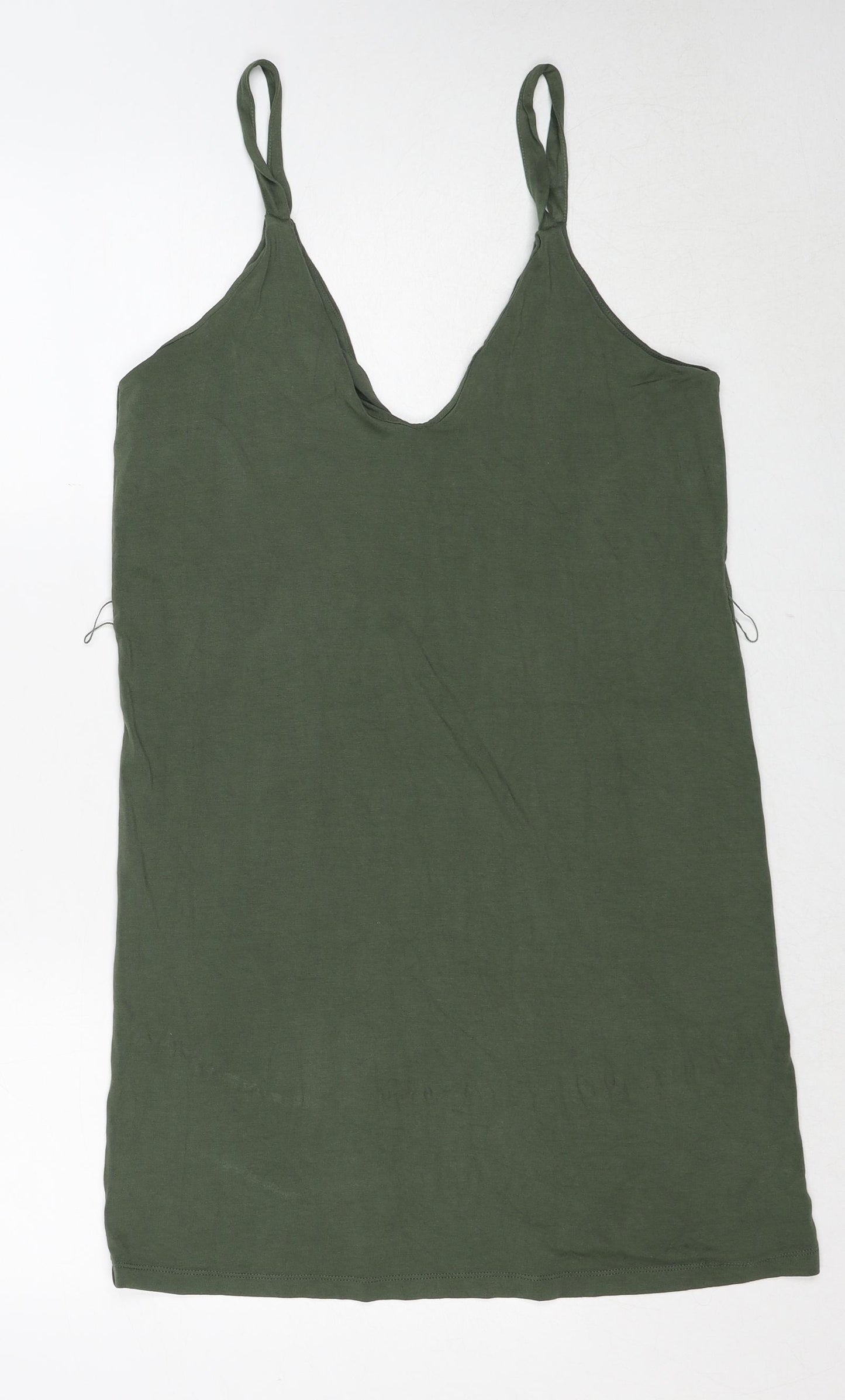 ASOS Womens Green Viscose Slip Dress Size 12 V-Neck Pullover