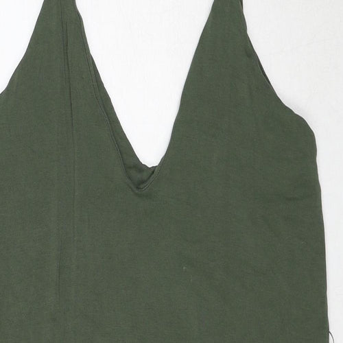 ASOS Womens Green Viscose Slip Dress Size 12 V-Neck Pullover