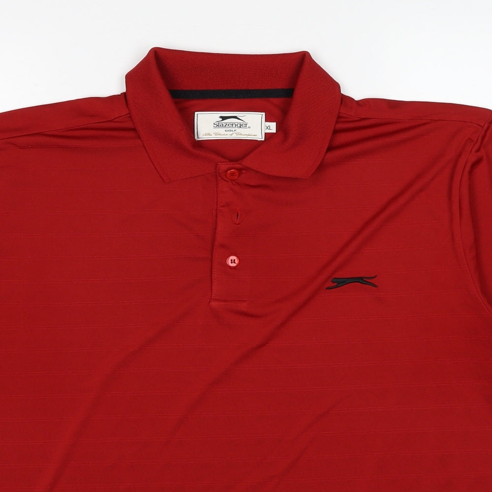 Slazenger Mens Red Polyester Pullover Polo Size XL Collared Pullover