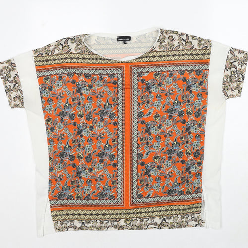 Warehouse Womens Multicoloured Geometric Polyester Basic Blouse Size 10 Round Neck