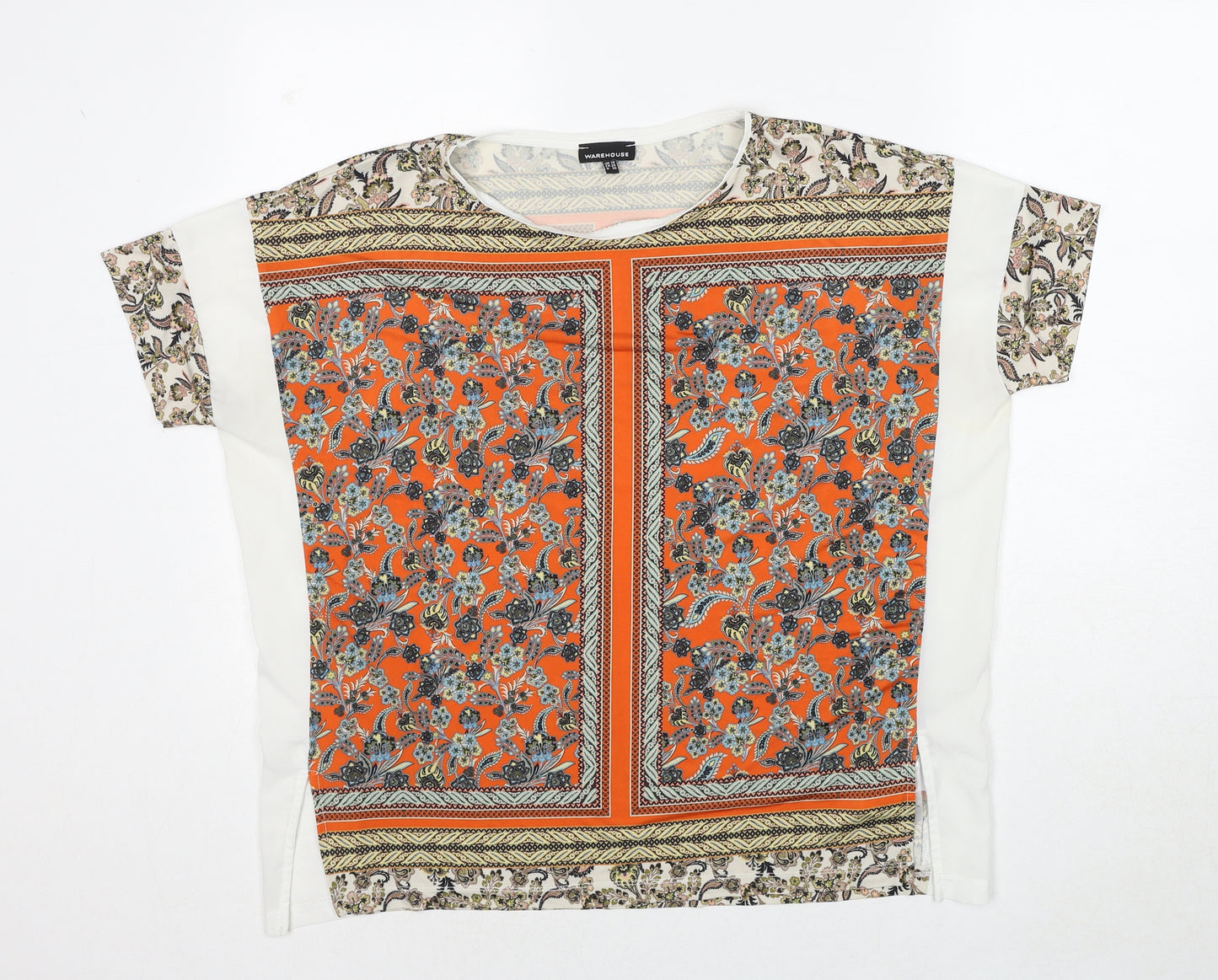 Warehouse Womens Multicoloured Geometric Polyester Basic Blouse Size 10 Round Neck