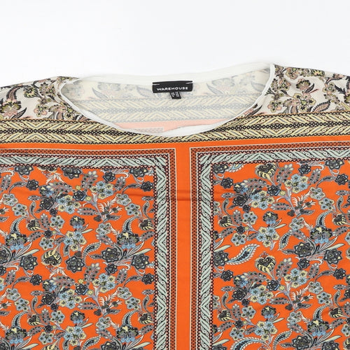 Warehouse Womens Multicoloured Geometric Polyester Basic Blouse Size 10 Round Neck