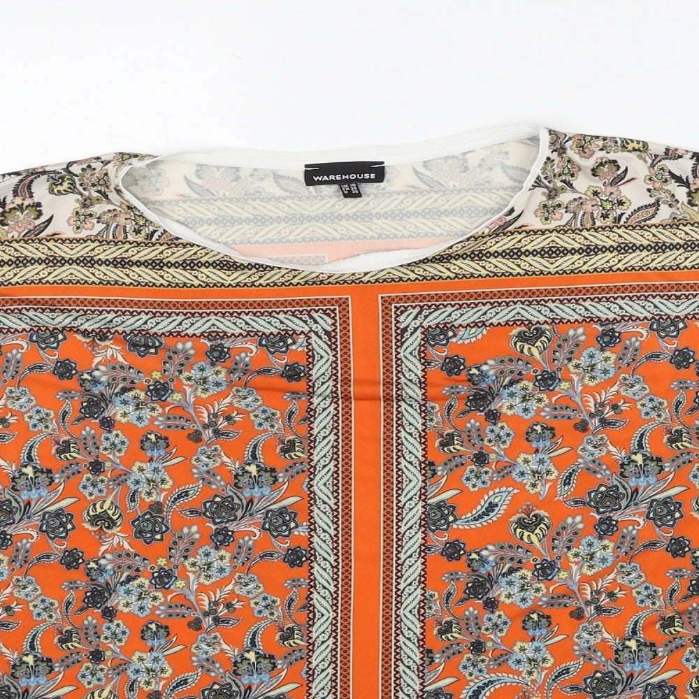 Warehouse Womens Multicoloured Geometric Polyester Basic Blouse Size 10 Round Neck