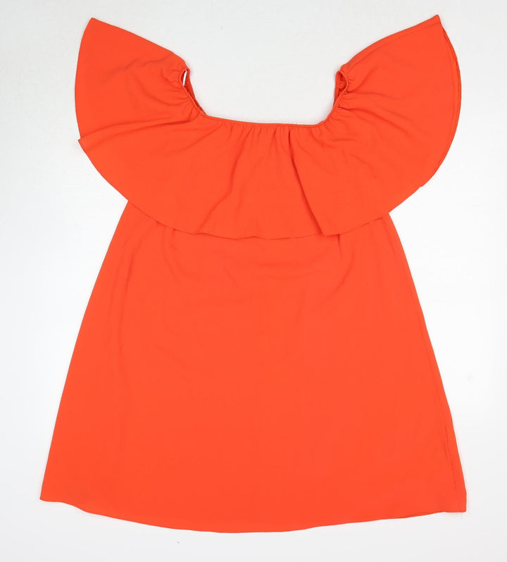 New Look Womens Red Polyester Trapeze & Swing Size 8 Round Neck Pullover