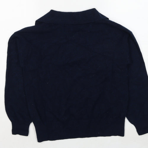 Marks and Spencer Womens Blue Collared Polyester Pullover Jumper Size S