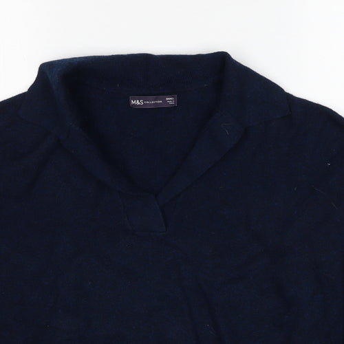 Marks and Spencer Womens Blue Collared Polyester Pullover Jumper Size S